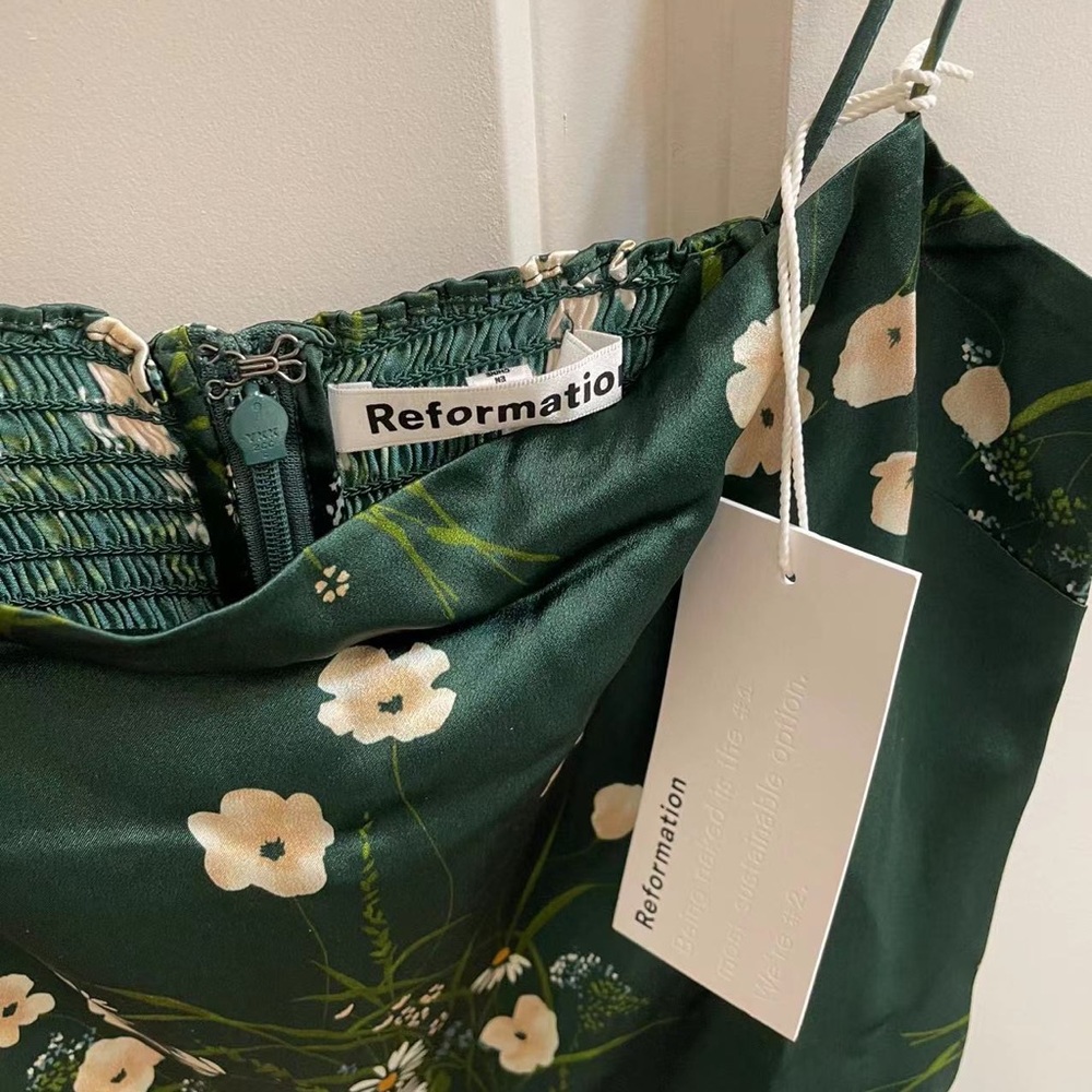 NWT Reformation Frankie Silk Dress Buena - Picture 8 of 9